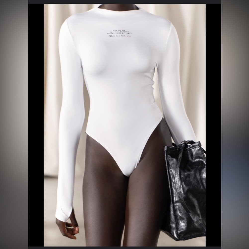 Nwot Zara return to white logo bodysuit S casual classic summer fall casual $88